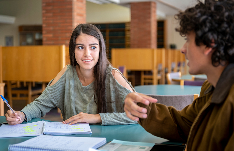 Students studying in the library