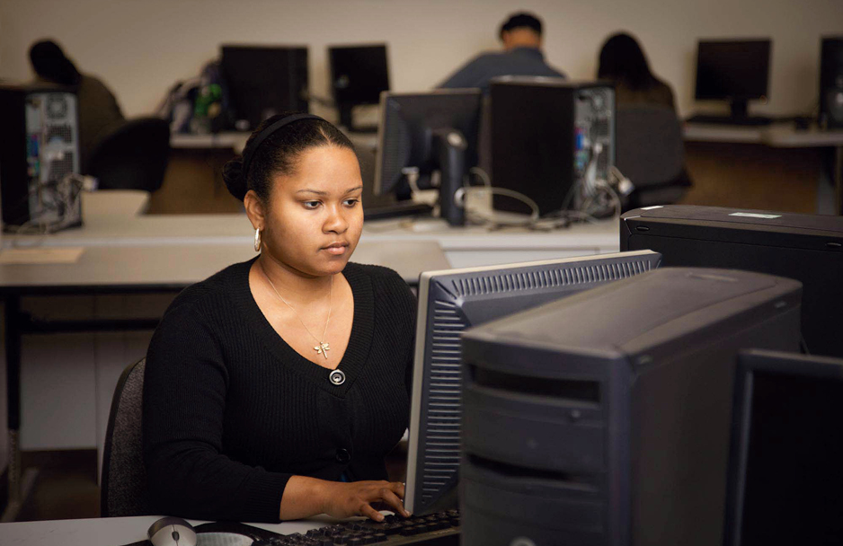 Student working on a computer