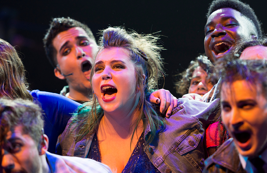 Students performing in a play