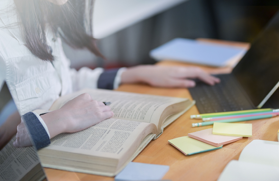 Book and hand