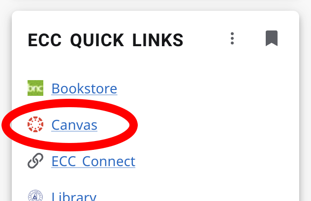 ECC Quick Links menu