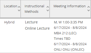 Hybrid Meeting Days/Times