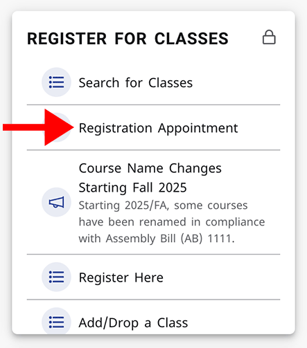 Link to Registration Appointments in MyECC