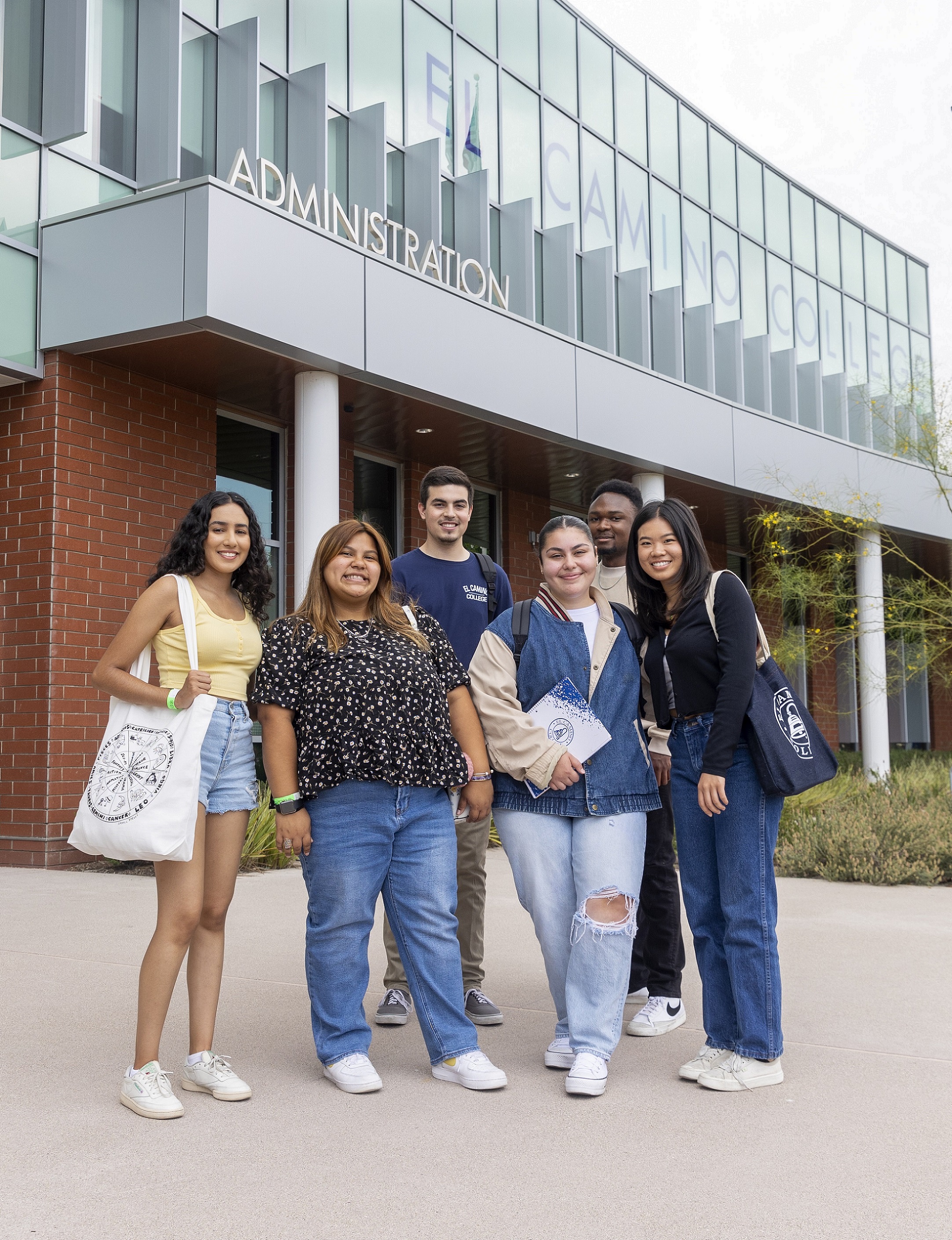 Students standing in front of the Administration Building