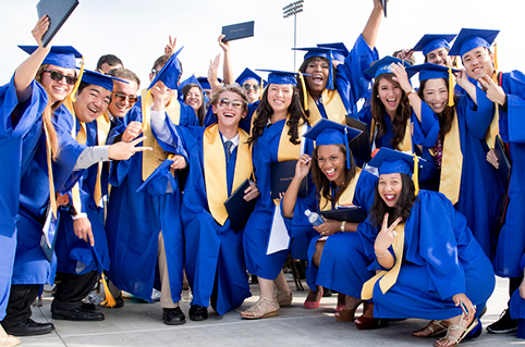 Graduates celebrating at commencement