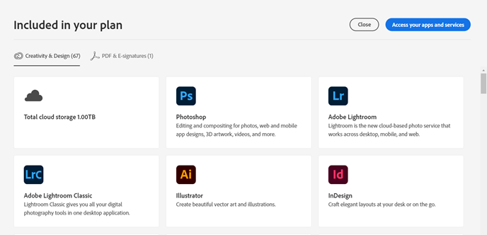 Image of Number of Adobe Apps Available