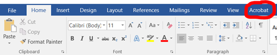 Image of Word Acrobat Tab