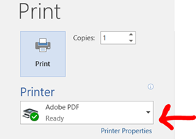 Image of Word Print Button