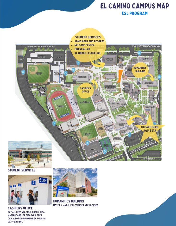 El Camino Map showing where the ESL office is located