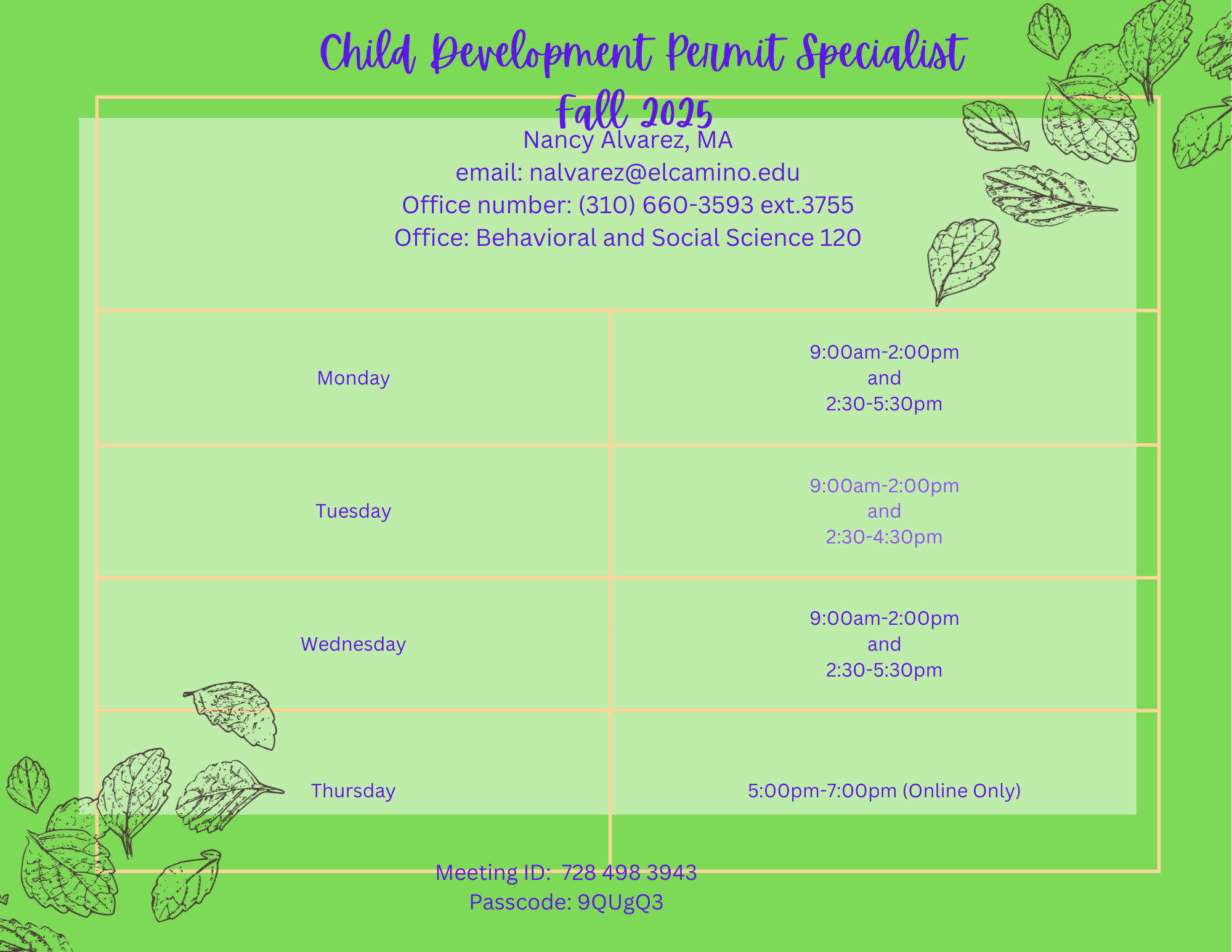 nancy permit hours FA 2025