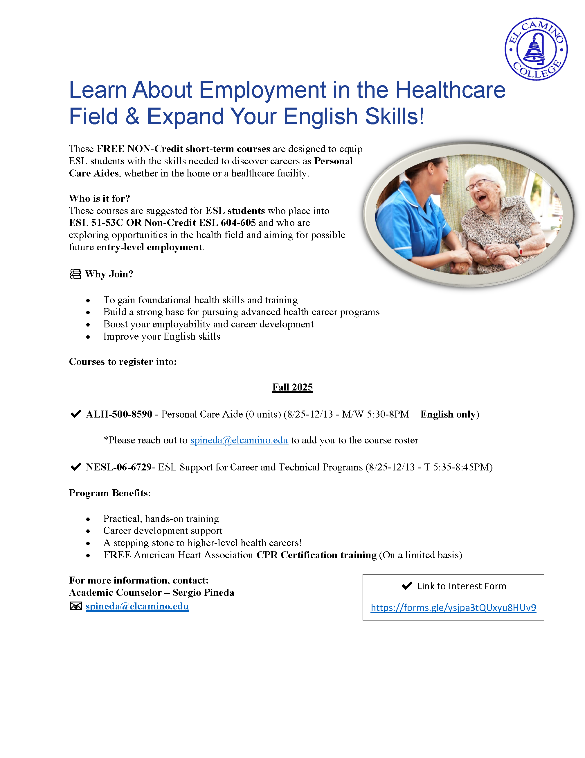 Free Personal Care Aide Program_English