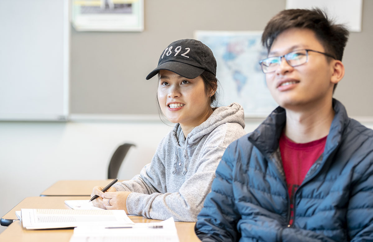 Students working at a desk