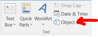 Object button in Outlook