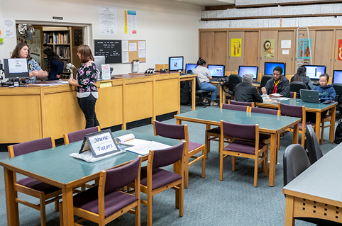 Students study in the Music Commons