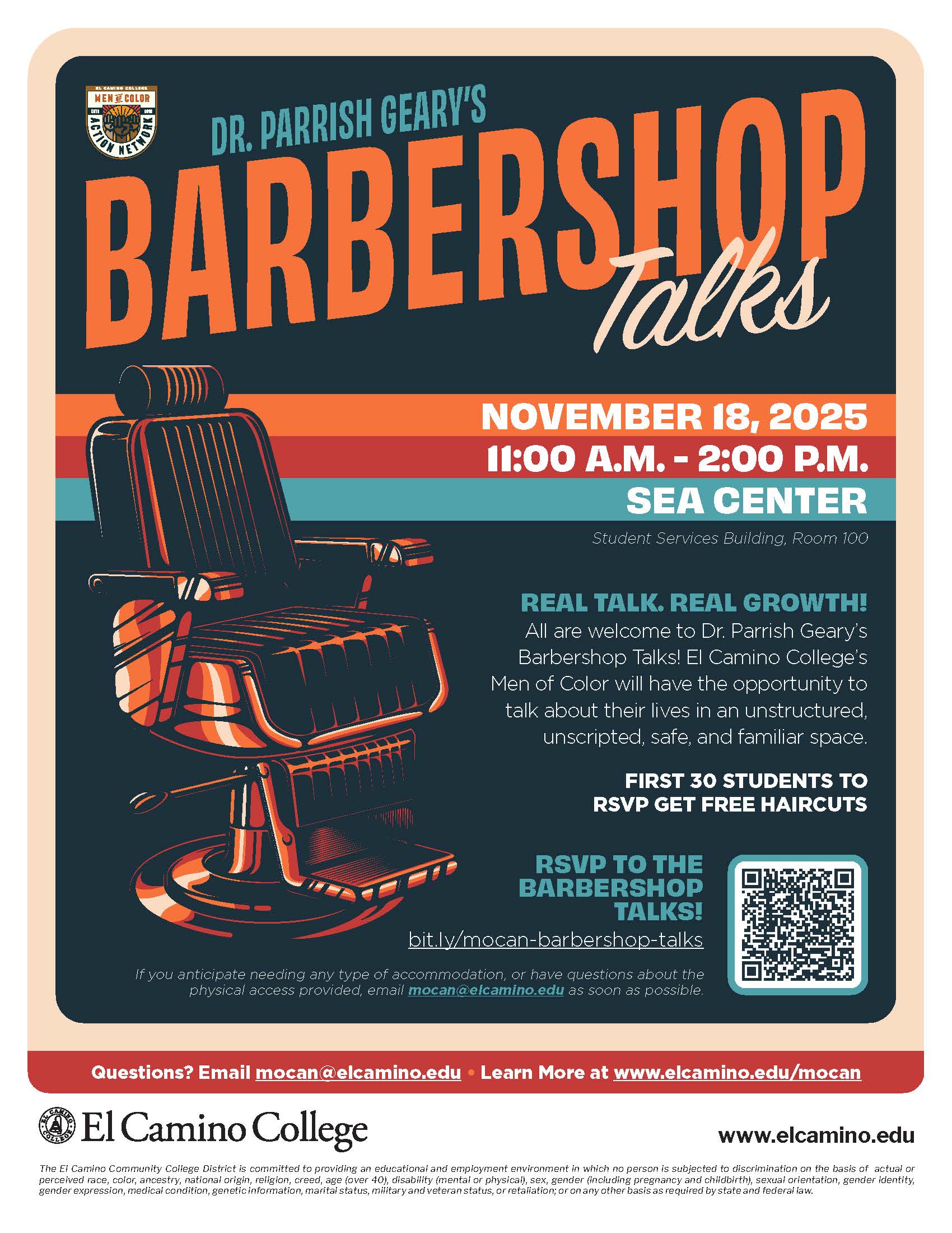 Fall 2025 MOCAN Barbershop Talk  Flyer of MOCAN Barbershop Talk Event