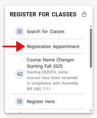 Link to Registration Appointments in MyECC