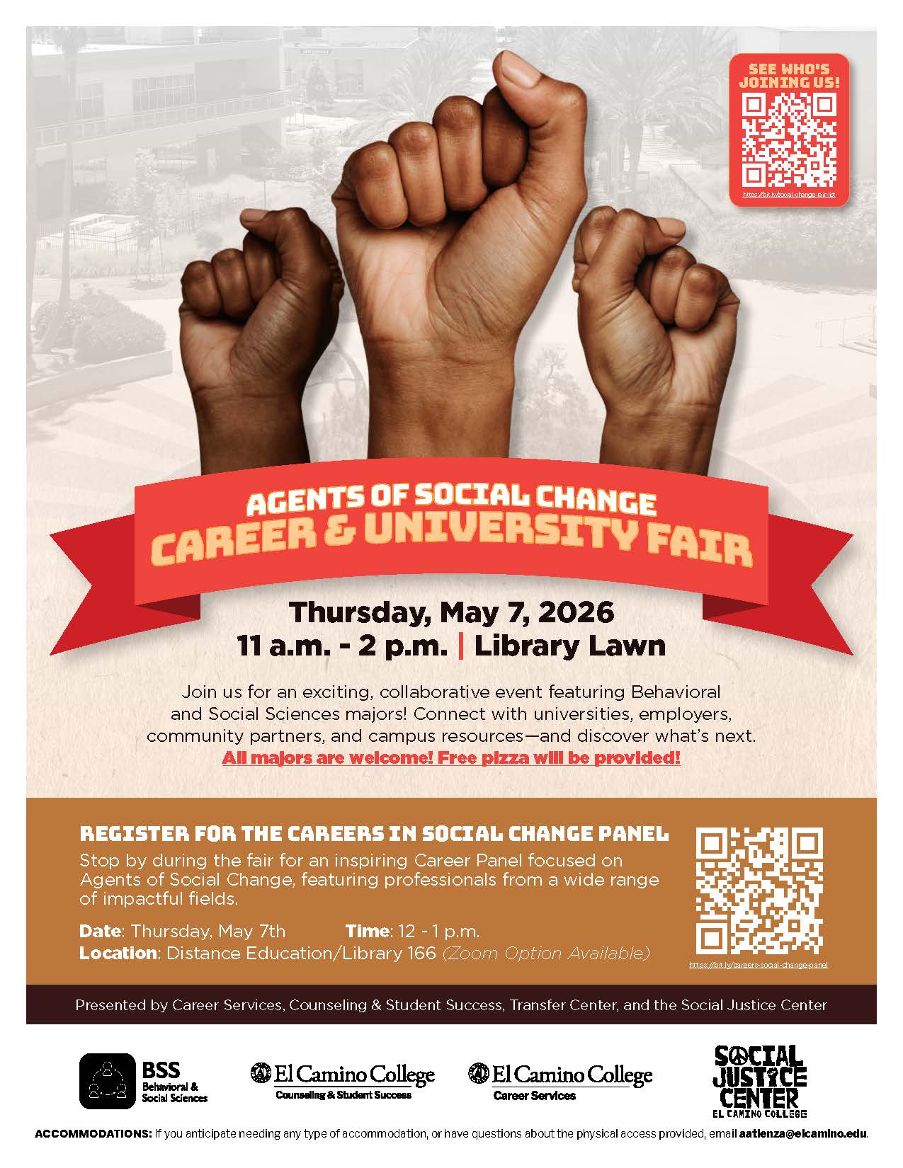 Flyer for Agents of Social Change: Career & University Fair 5/7
