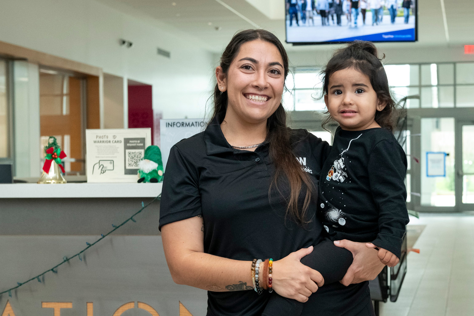 Parent holding child